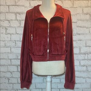 Guess Women's Red Velvet Bomber Jacket